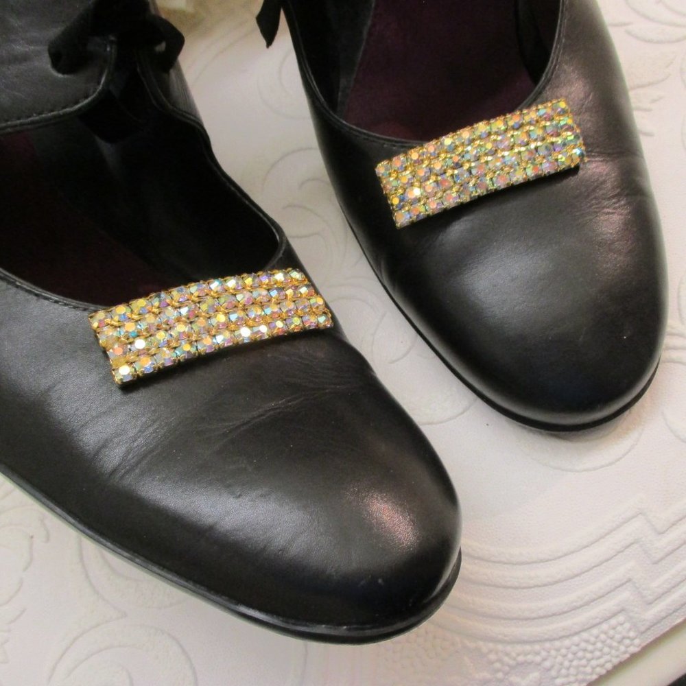 VINTAGE Convertible Aurora Borealis Rhinestone Shoe Clips - Picture 5 of 12
